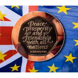 @MONEDA DEL BREXIT@ INGLATERRA 50 PENIQUES 2020 SALIDA DE LA UNION EUROPEA NICKEL SC 50 Pence