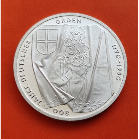 ALEMANIA 10 MARCOS 1990 J ORDEN TEUTONICA 800 ANIVERSARIO KM.176 MONEDA DE PLATA SC- German silver