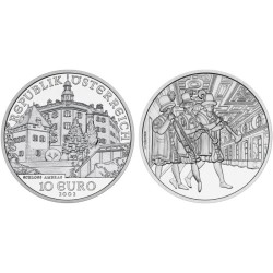 @ESTUCHE@ AUSTRIA 10 EUROS 2002 CASTILLO DE AMBRAS SCHLOSS y MUSICOS MONEDA DE PLATA PROOF Österreich silver coin