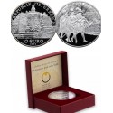 AUSTRIA 10 EUROS 2002 CASTILLO DE AMBRAS SCHLOSS PROOF estuche y MUSICOS MONEDA DE PLATA PROOF Österreich silver coin