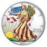 . 1 ONZA COLORES x ESTADOS UNIDOS 1 DOLAR 2021 EAGLE Tipo 1 LIBERTY MONEDA DE PLATA SC cápsula COLOURED FARBE