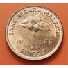MALASIA 1 RINGGIT 1995 ESPADAS y ORQUIDEA KM.54 MONEDA DE LATON SC- Malaysia