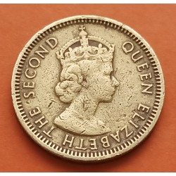 HONG KONG 5 CENTAVOS 1960 VALOR y REINA ISABEL II KM.29 MONEDA DE LATON MBC-  Colonia de Inglaterra