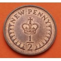 INGLATERRA 1/2 PENIQUE 1973 ISABEL II Y CORONA KM.914 MONEDA DE BRONCE MBC+ UK Half Penny coin WWII