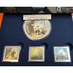 . 4 monedas x ESPAÑA 10 EUROS 2021 + 50 EUROS 2021 FRANCISCO DE GOYA PLATA PROOF @COLORES@ ESTUCHE FNMT Cincuentín 8 ONZAS