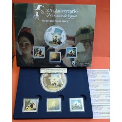 . 4 monedas x ESPAÑA 10 EUROS 2021 + 50 EUROS 2021 FRANCISCO DE GOYA PLATA PROOF @COLORES@ ESTUCHE FNMT Cincuentín 8 ONZAS