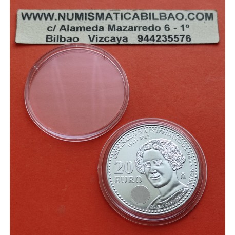 1 moneda NO BOLSA x ESPAÑA 20 EUROS 2011 CLARA CAMPOAMOR CENTENARIO DEL DIA DE LA MUJER PLATA SC