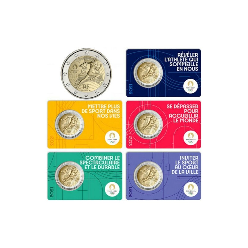 5 Monedas X Francia 2 Euros 2021 Olimpiada De Paris 2024 2ª