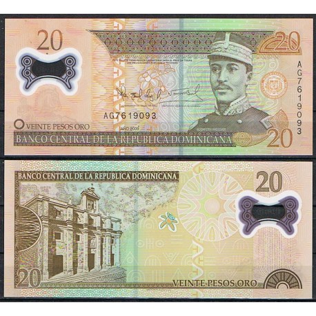 REPUBLICA DOMINICANA 20 PESOS 2009 MILITAR Pick 182 BILLETE SC PLASTICO/POLIMERO Dominican Republic POLYMER UNC BANKNOTE