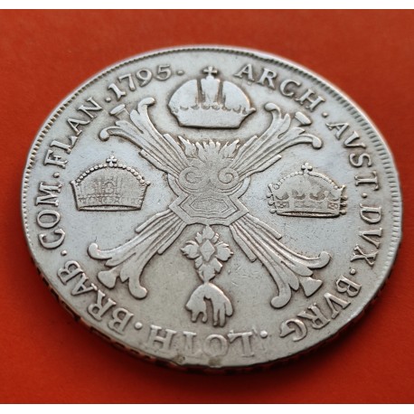 @RARA@ PAISES BAJOS AUSTRIACOS 1 KRONENTHALER 1795 actual Bélgica FRANCISCO I KM.62.1 MONEDA DE PLATA Osterreich Netherland