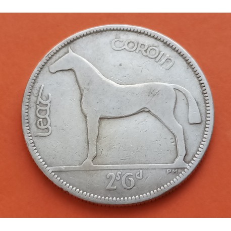 IRLANDA 1/2 CORONA 1928 CABALLO STALLION KM.8 MONEDA DE PLATA MBC+ Eire Ireland 2 Shilling 6 D.