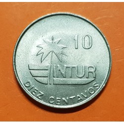 @Tipo CON VALOR 10 - Nº GRANDE@ CUBA 10 CENTAVOS 1981 COLIBRI Serie INTUR KM.415.1 MONEDA DE NICKEL SC-
