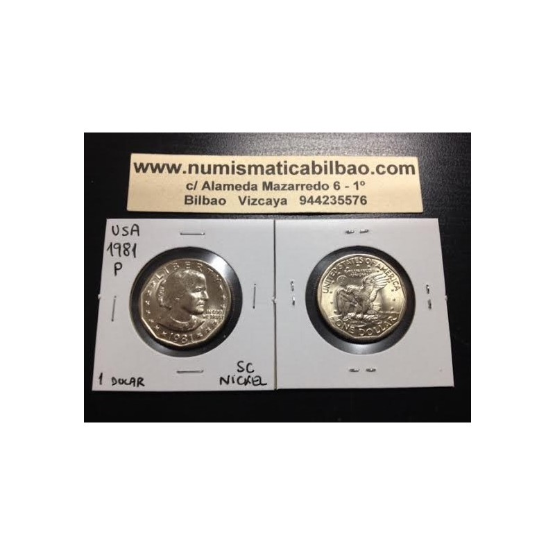 ESTADOS UNIDOS 1 DOLAR 1981 P SUSAN B. ANTHONY AGUILA SOBRE LA LUNA KM.207 MONEDA DE NICKEL SC USA 1 Dollar