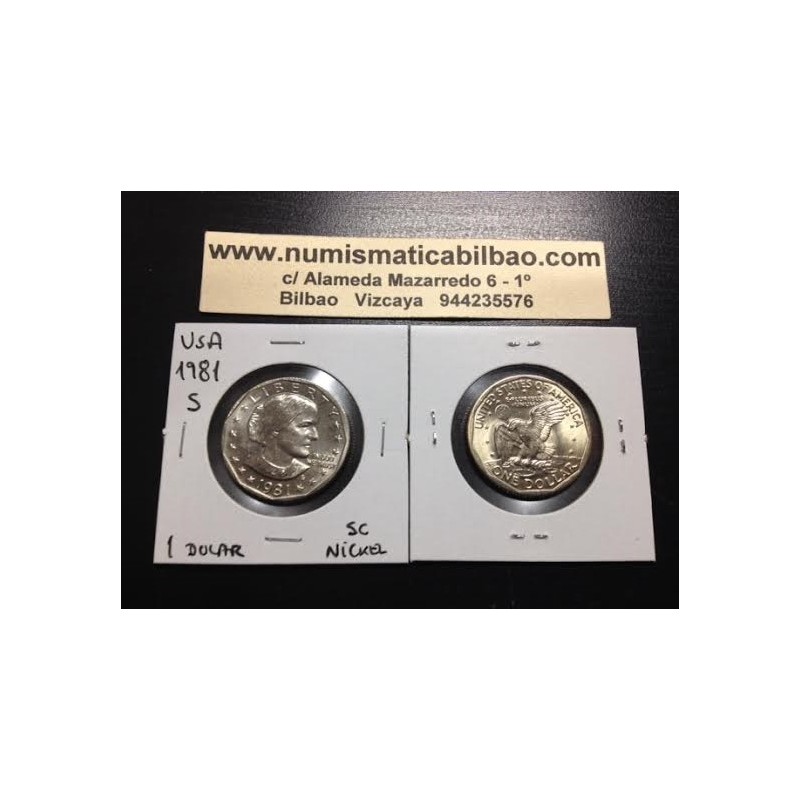 ESTADOS UNIDOS 1 DOLAR 1981 S SUSAN B. ANTHONY AGUILA SOBRE LA LUNA KM.207 MONEDA DE NICKEL SC USA 1 Dollar