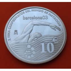 ESPAÑA 10 EUROS 2003 ANIVERSARIO EURO PLATA PROOF ESTUCHE