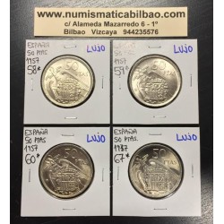 . ESPAÑA 50 PESETAS 1957 *58 59 60 67 FRANCO SIN CIRCULAR NICKEL