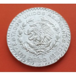 MEXICO 1 PESO 1965 BUSTO DE JOSE MORELOS KM.459 MONEDA DE PLATA BAJA SC- Mejico