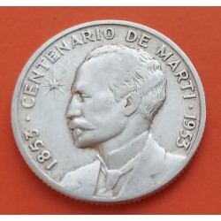 .CUBA 25 CENTAVOS 1953 JOSE MARTI PLATA SC- SILVER COIN
