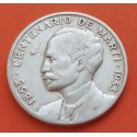 Caribe 25 CENTAVOS 1953 1853 CENTENARIO DE JOSE MARTI KM.27 MONEDA DE PLATA MBC silver coin R/2