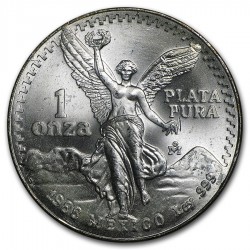 MEXICO 1 ONZA 1988 ANGEL LIBERTAD @MUY RARA@ MONEDA DE PLATA PURA 999 SC Mejico Silver coin OZ OUNCE