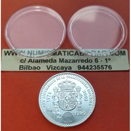 1 moneda NO BOLSA x ESPAÑA 12 EUROS 2003 XXV ANIVERSARIO DE LA CONSTITUCION ESPAÑOLA PLATA SC SI CAPSULA