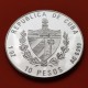 @RARA@ CUBA 10 PESOS 1997 CERVANTES DON QUIJOTE MOLINOS DE VIENTO KM.667 MONEDA DE PLATA PROOF Caribe silver 1 ONZA