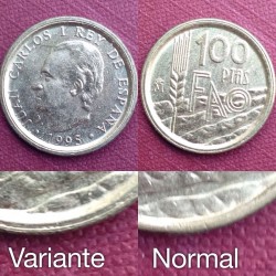 . ESPAÑA 100 PESETAS 1995 M ERROR CANTO ANCHO SC JUAN CARLOS I