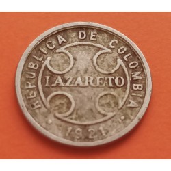 COLOMBIA 2 CENTAVOS 1921 RH LEPROSERIA DE LAZARETO KM L.10 MONEDA DE NICKEL MBC- @RARA@ Leper Colony