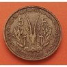 AFRICA OCCIDENTAL FRANCESA 5 FRANCOS 1956 ANTILOPE KM.5 MONEDA DE LATON MBC+ Hoy SENEGAL, NIGER, DAHOMEY, COSTA DE MARFIL