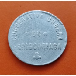 ARRIGORRIAGA 1 PESETA 1938 aprox. FICHA DE COOPERATIVA OBRERA MONEDA DE ALUMINIO MBC GUERRA CIVIL EUSKADI VIZCAYA