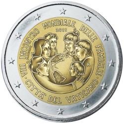 @RARA@ VATICANO 2 EUROS 2015 VIII ENCUENTRO MUNDIAL DE LAS FAMILIAS EN PHILADELPHIA SC MONEDA EN ESTUCHE OFICIAL BLISTER SET
