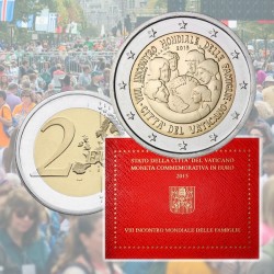 @RARA@ VATICANO 2 EUROS 2015 VIII ENCUENTRO MUNDIAL DE LAS FAMILIAS EN PHILADELPHIA SC MONEDA EN ESTUCHE OFICIAL BLISTER SET