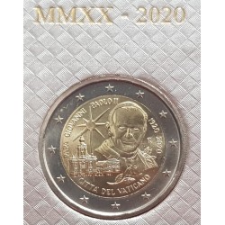 VATICANO 2 EUROS 2020 PAPA JUAN PABLO II CENTENARIO DEL NACIMIENTO @RARA@ 1ª MONEDA CONMEMORATIVA ESTUCHE COINCARD