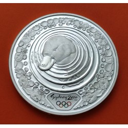 1 onza x AUSTRALIA 5 DOLARES 2000 ORNITORRINCO Olimpiada de SIDNEY LOGO A COLORES KM.816 MONEDA DE PLATA PROOF Platypus