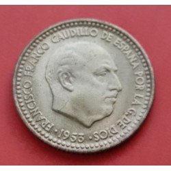 ESPAÑA 1 PESETA 1953 * 19 62 FRANCISCO FRANCO KM.775 MONEDA DE LATON SC @LEVE PATINA@