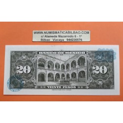 MEXICO 20 PESOS 1963 LA CORREGIDORA y PALACIO QUERETARO Sello AZUL Serie AIE-S Pick 54K BILLETE SC Mejico UNC BANKNOTE