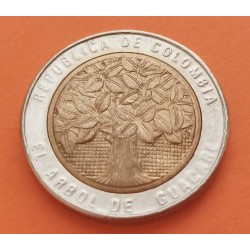 COLOMBIA 500 PESOS 2005 ARBOL DE GUACARI y VALOR KM.286 MONEDA BIMETAL MBC- Colombia