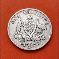 AUSTRALIA 1 SHILLING 1917 Letra M MELBOURNE REY JORGE V KM.26 MONEDA DE PLATA silver coin