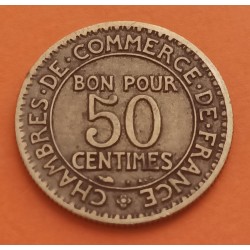 FRANCIA 50 CENTIMOS 1923 DIOS MERCURIO Chambres de Commerce KM.884A MONEDA DE LATON MBC+ France 50 Centimes
