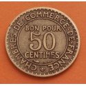 FRANCIA 50 CENTIMOS 1923 DIOS MERCURIO Chambres de Commerce KM.884A MONEDA DE LATON MBC+ France 50 Centimes