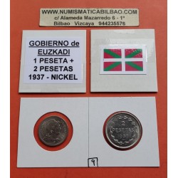 1+2 PESETAS 1937 GOBIERNO DE EUSKADI NICKEL BILBAO Euzkadi (2)