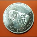 @RARA@ JERSEY 2,50 LIBRAS 1972 LANGOSTA KM.38 MONEDA DE PLATA SC Pounds silver Wedding LOBSTER