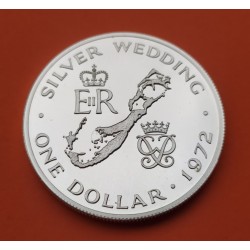 BERMUDA 1 DOLAR 1972 SILVER WEDDING @RAYITAS@ REINA ISABEL II @RAYITAS@ KM.22.A MONEDA DE PLATA PROOF Queen ELIZABETH II silver