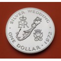 BERMUDA 1 DOLAR 1972 SILVER WEDDING @RAYITAS@ REINA ISABEL II @RAYITAS@ KM.22.A MONEDA DE PLATA PROOF Queen ELIZABETH II silver