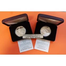 2 ONZAS x AUSTRIA 200 SCHILLINGS 1995 COI CENTENARIO 1996 GIMNASIA + SLALOM MONEDA DE PLATA PROOF Osterreich silver