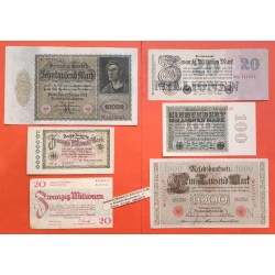 ..ALEMANIA WEIMAR 1923 Lote 6 billetes 20 y 100 MILLONES MARCOS