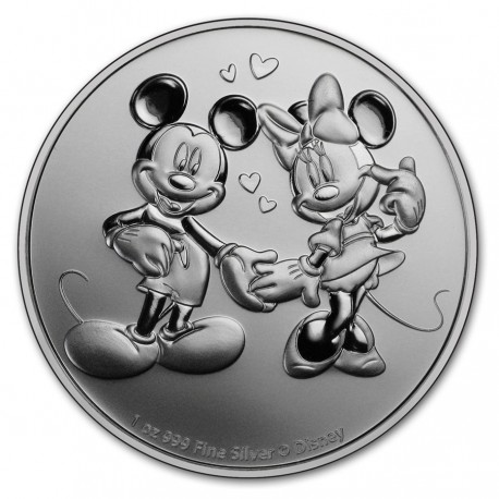 @1 ONZA 2020@ NIUE 2 DOLARES 2020 Serie DISNEY MICKEY MOUSE y MINNIE MONEDA DE PLATA SC silver OZ OUNCE