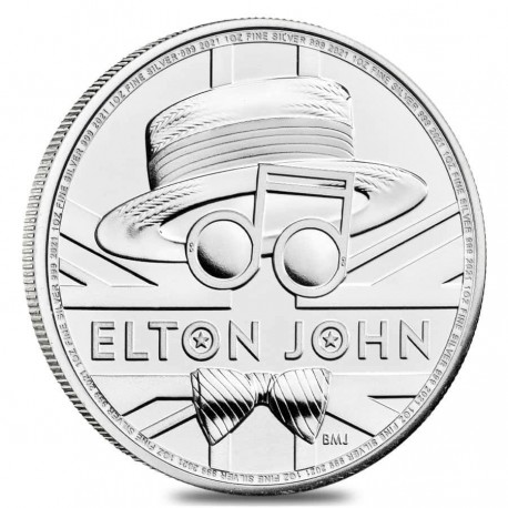 . @RARA - 1 ONZA 2021@ INGLATERRA 2 LIBRAS 2021 ELTON JOHN Serie MUSIC LEGENDS MONEDAS DE PLATA PURA SC silver coin OZ CAPSULA