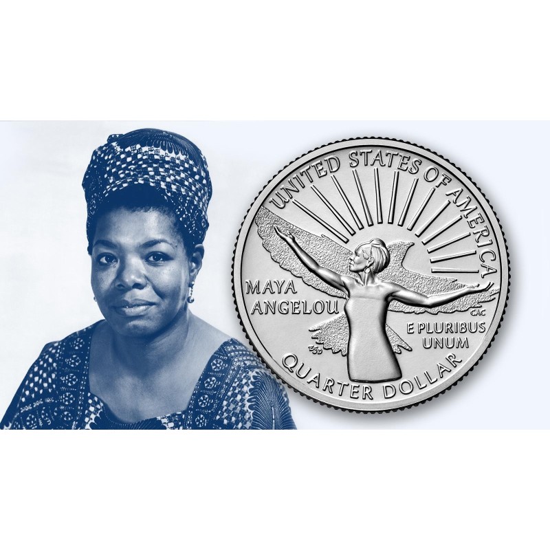 . 1 moneda x ESTADOS UNIDOS 25 CENTAVOS 2022 D MAYA ANGELOU Serie AMERICAN WOMEN QUARTER 1ª de 20º NICKEL SC USA