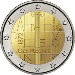 . 1 moneda x ESLOVENIA 2 EUROS 2022 ARQUITECTO JOZE PLECNIK SC 1ª MONEDA CONMEMORATIVA Slovenia Slovenija euro coin